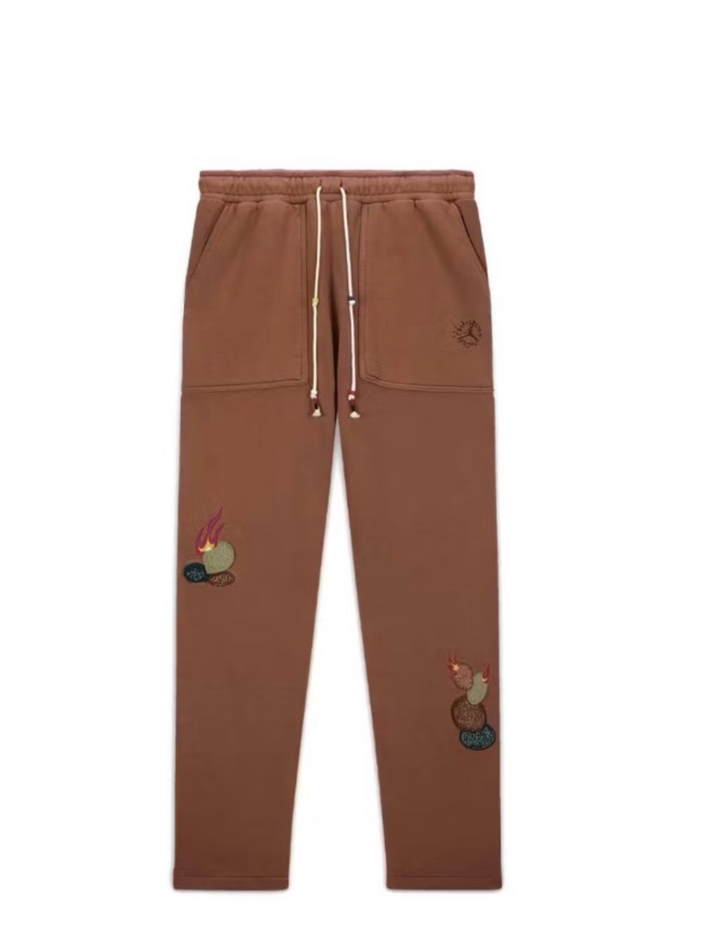 Jordan X Travis Scott Archaeo Brown Drawstring Joggers with Embroidered Details